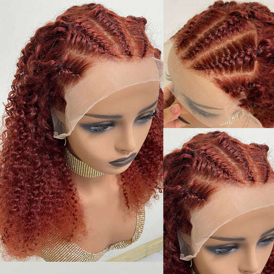 250% Density Ginger Orange Lace Front Wig Human Hair Pre Braided Mongolian Loose Deep Wave Lace Front Wig Human Hair Pre Plucked 13X4 HD Transparent Lace Front Wigs Human Hair for Women 18Inch