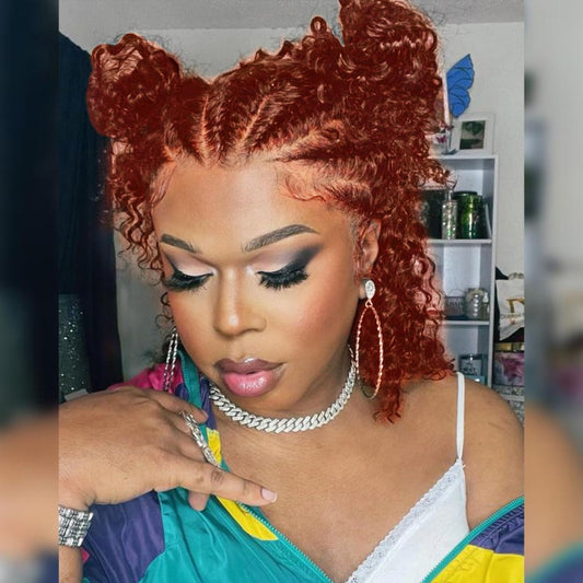 250% Density Ginger Orange Lace Front Wig Human Hair Pre Braided Mongolian Loose Deep Wave Lace Front Wig Human Hair Pre Plucked 13X4 HD Transparent Lace Front Wigs Human Hair for Women 18Inch